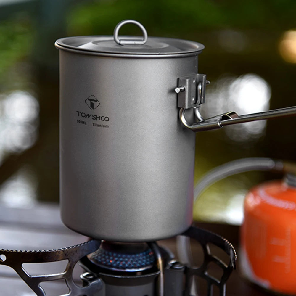 Tomshoo™ Titanium Camping Pot – 900ml Ultralight Cookware