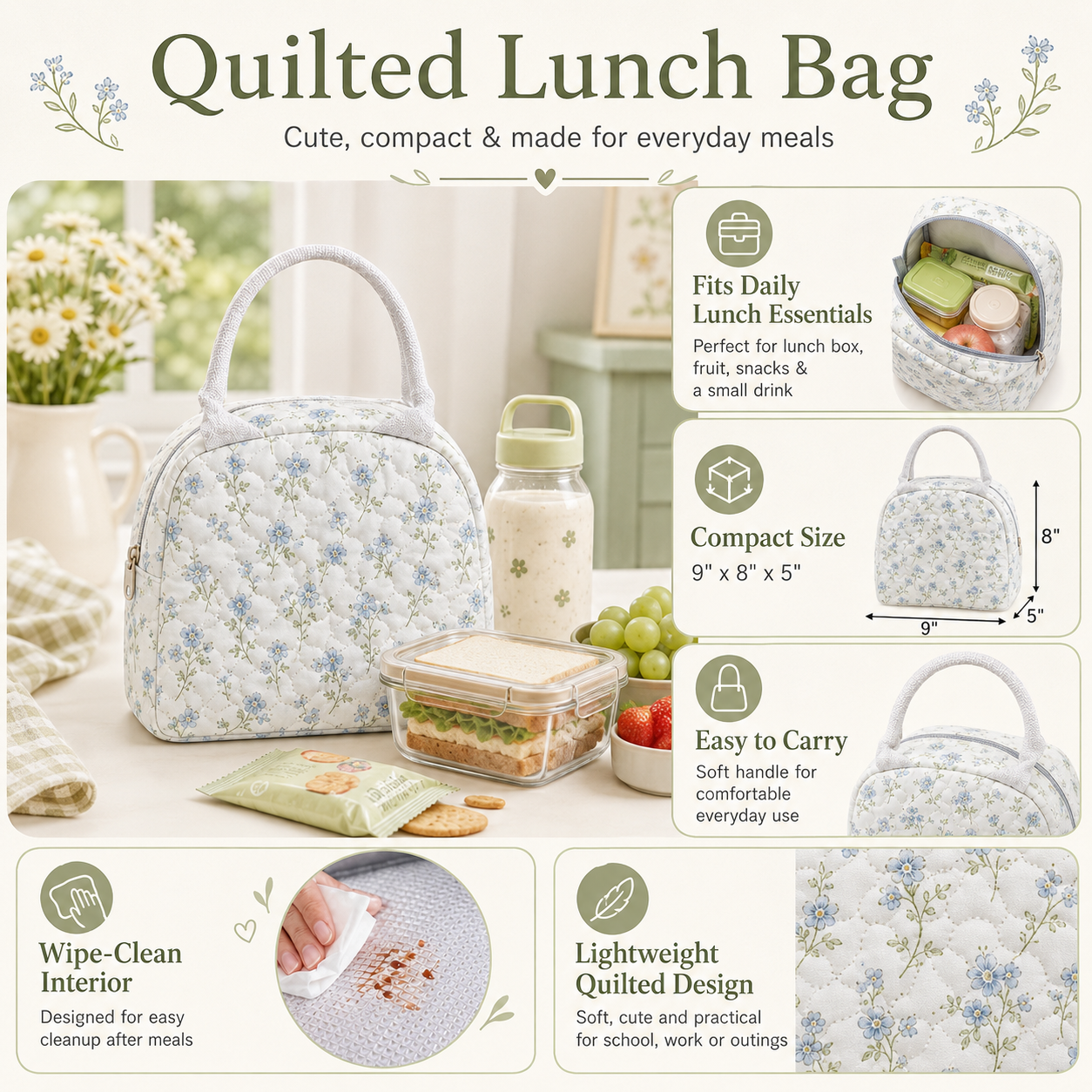 Camping Trailer Quilted Lunch Bag LD01