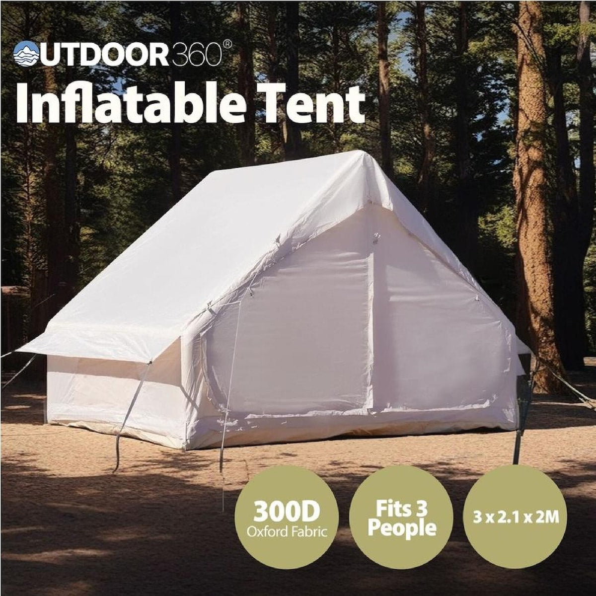 OUTDOOR360 Inflatable Tent Camping Hiking Pop Up Beach Tent Air Tents 3 x 2.1 x 2M