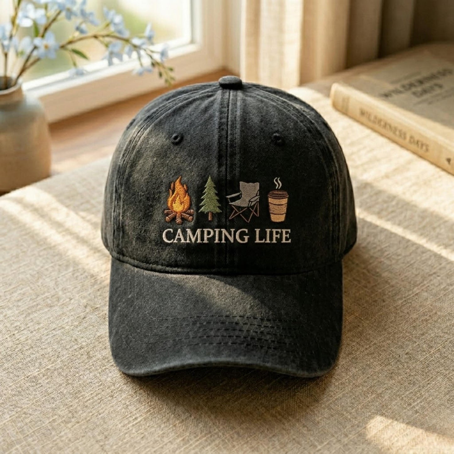 Embroidered Camping Life Baseball Hat