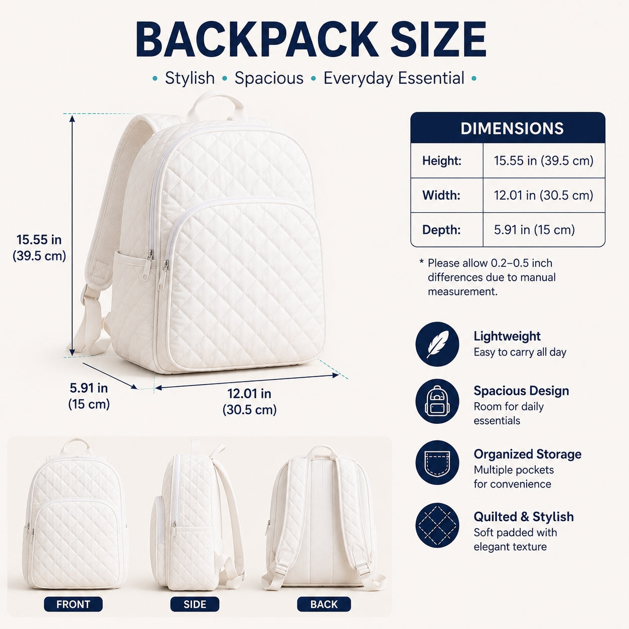 Camping Vibe Quilted Backpack TP01