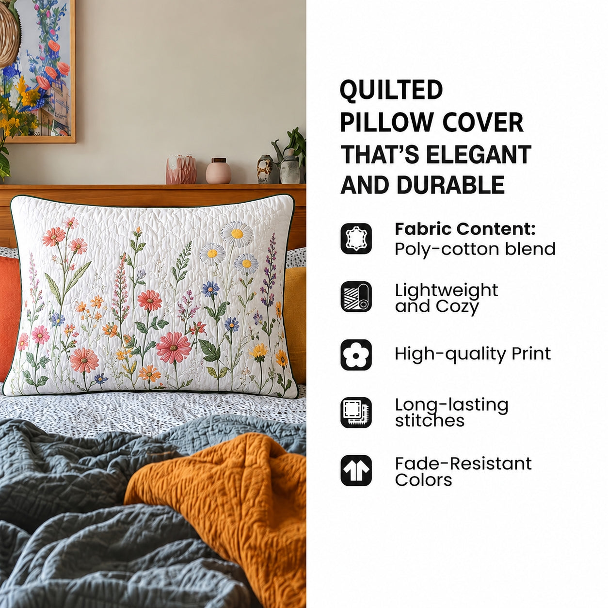 Lavender Shadow Quilted Pillow Cover TN01