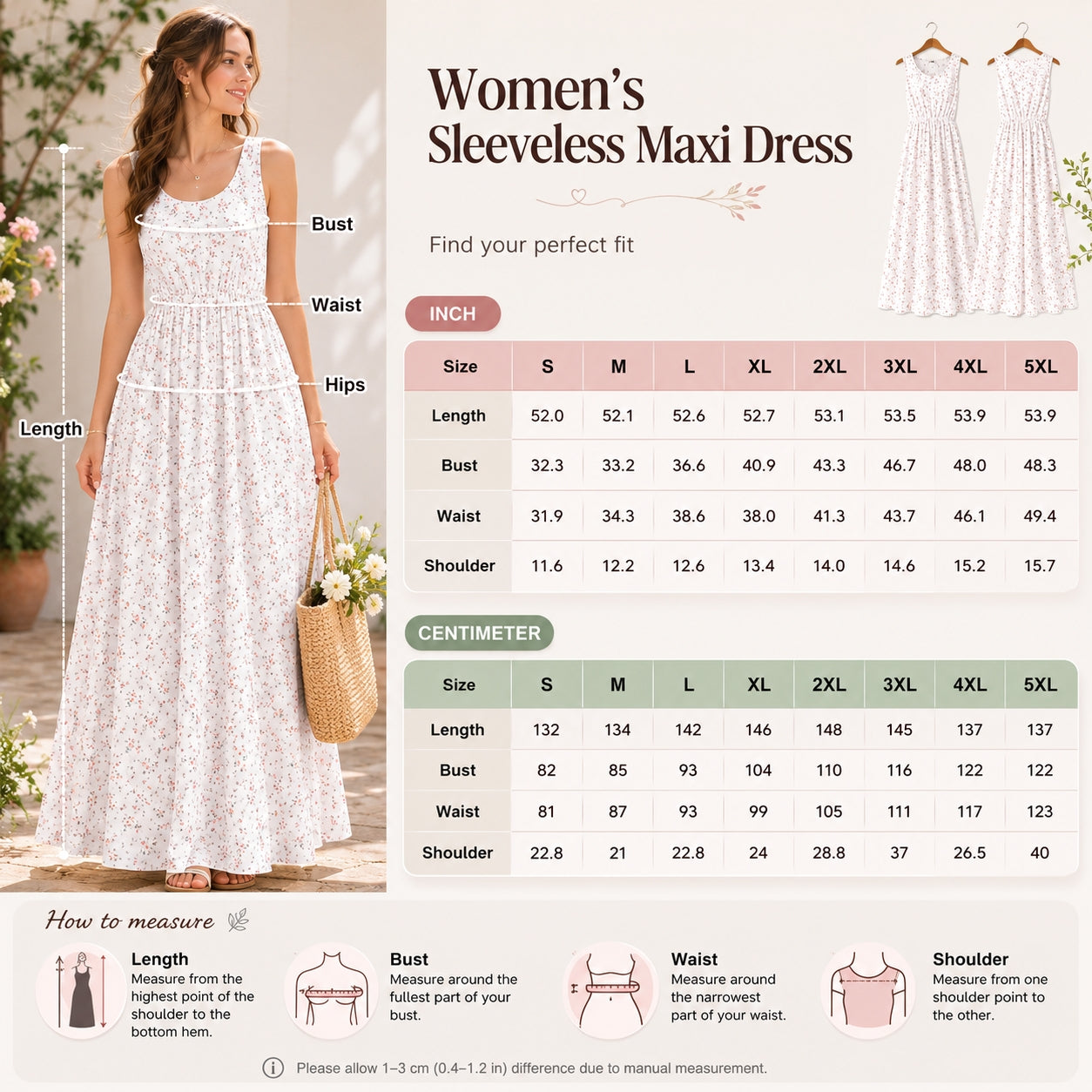 Vintage Floral Summer Women’s Sleeveless Maxi Dress TN01
