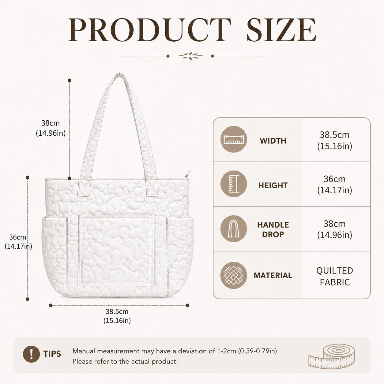 Boho Sun Multiple Pockets Quilted Tote Bag TN01