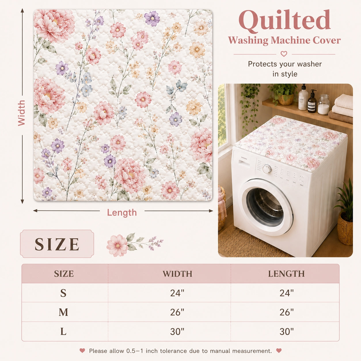 Autumn Leaves Quilted Washing Machine Cover TP01