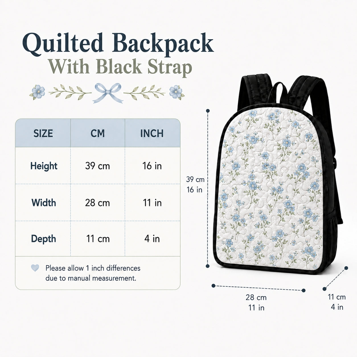 Hippie Van Quilted Backpack With Black Strap QV01
