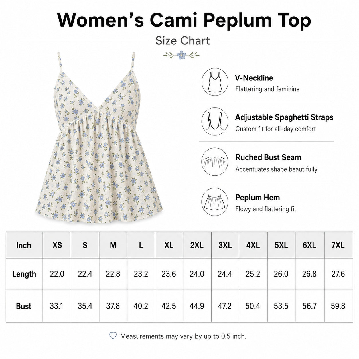 Vintage Celestial & Botanical Women Cami Peplum Top TP01