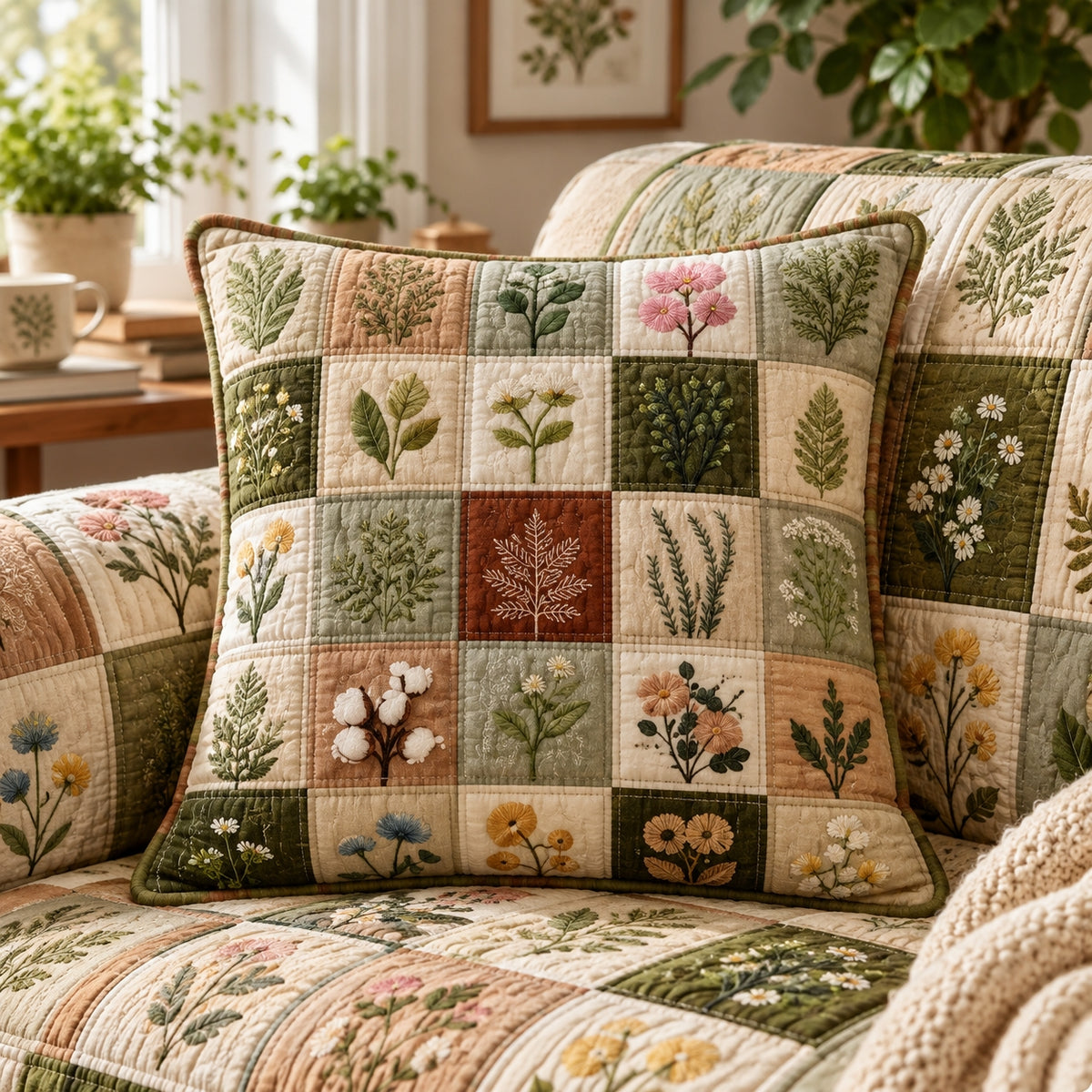 Leafy Grove Quilted Pillow Cover QV08QLTPLC