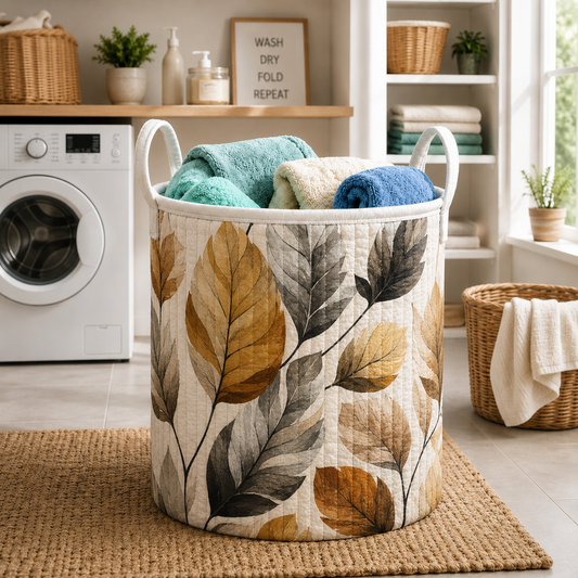 Autumn Leaves Quilted Laundry Basket QV31