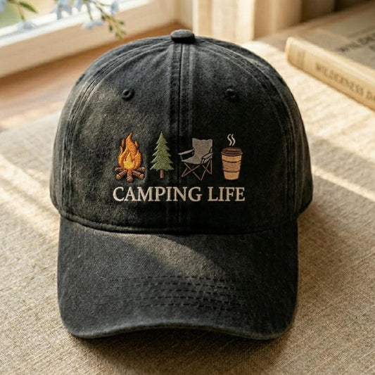 Embroidered Camping Life Baseball Hat