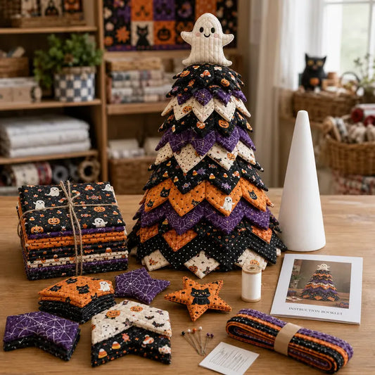 Cute Ghost & Pumpkin Spooky Season DIY Quilted Halloween Christmas Tree Kit LD9