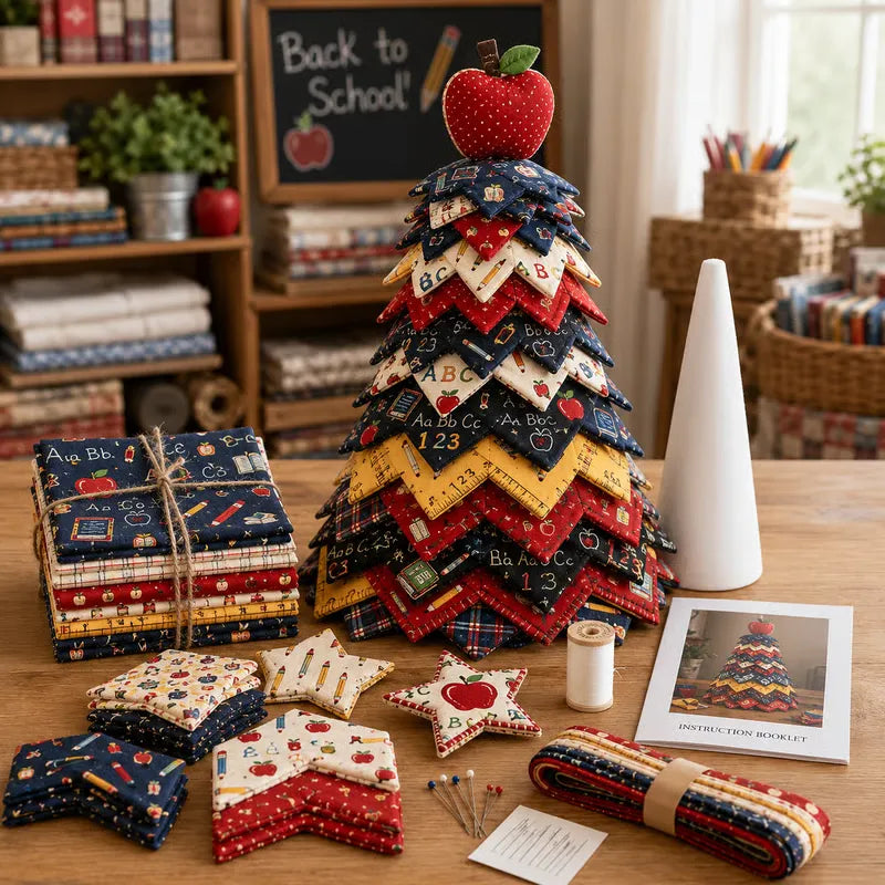 Apple Topper Fabric Craft Set DIY School Theme Quilted Tree Kit LD8