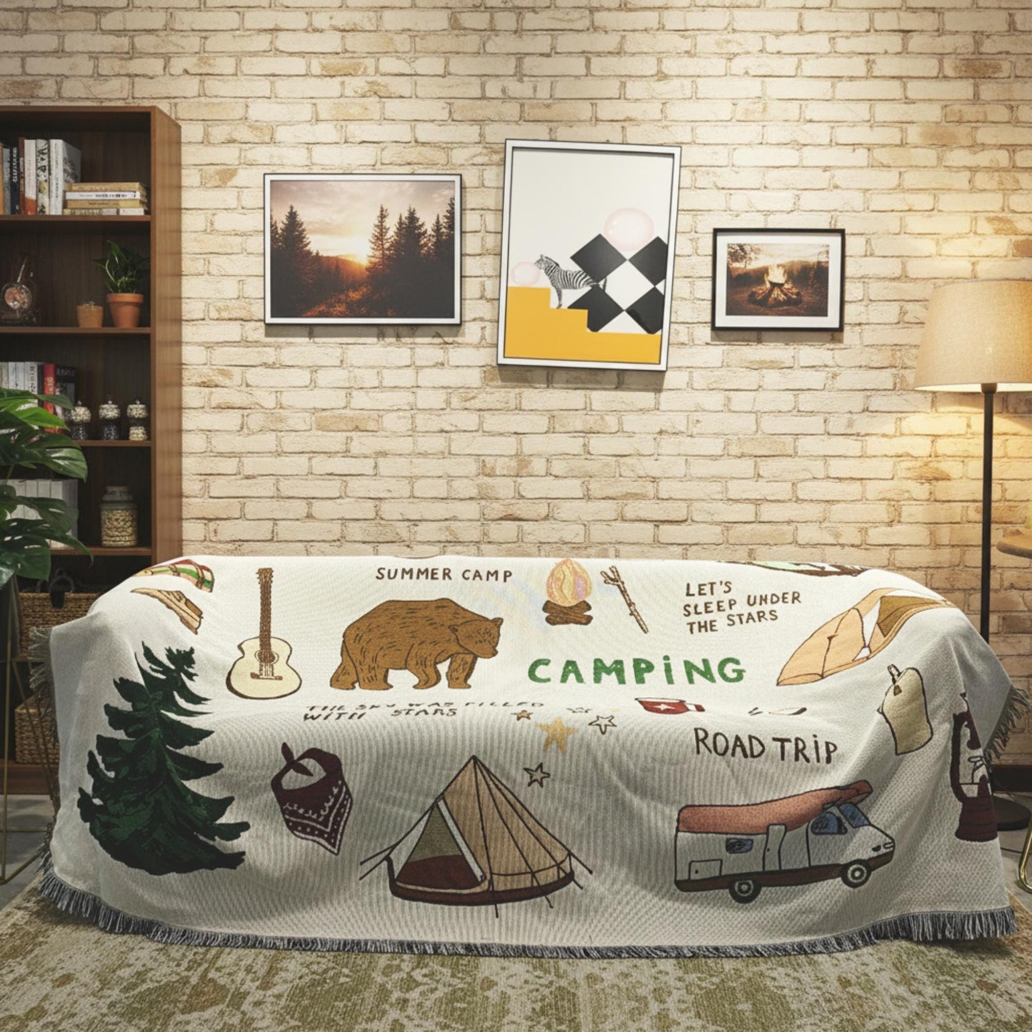 Boho Camping Personalized  Woven Throw Blankets EM01