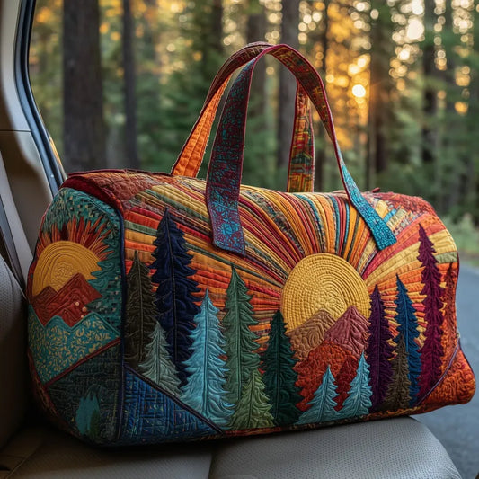Sunset Over Pine Ridge Quilted Duffle Bag