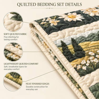 Navy Blue Damask Quilted Bedding Set TG266