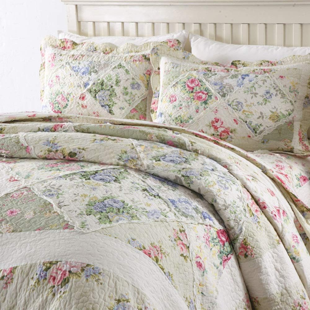 Vintage Floral Cotton Handmade Quilt Set EM16