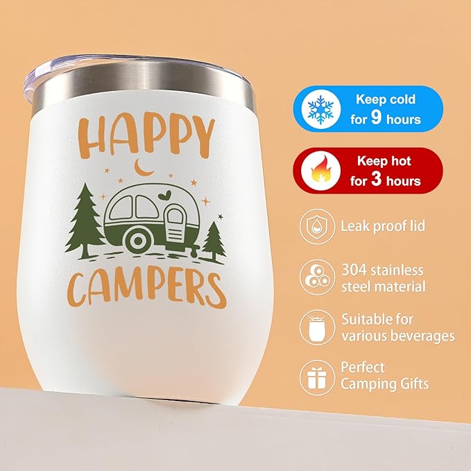 Happy Camper 12oz Couple Tumbler 05 - Set 2 Tumblers
