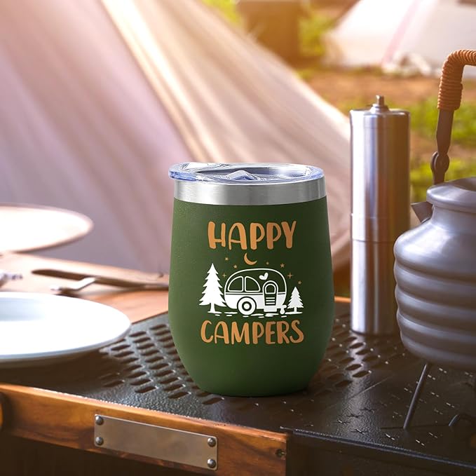 Happy Camper 12oz Couple Tumbler 05 - Set 2 Tumblers