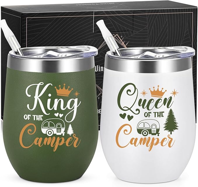 King/Queen of The Camper 12oz Tumbler 03 - Set 2 Tumblers