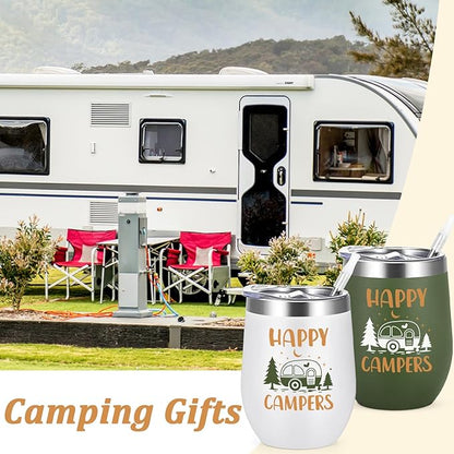Happy Camper 12oz Couple Tumbler 05 - Set 2 Tumblers