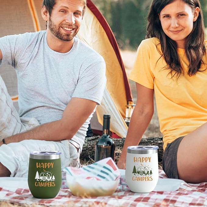 Happy Camper 12oz Couple Tumbler 05 - Set 2 Tumblers