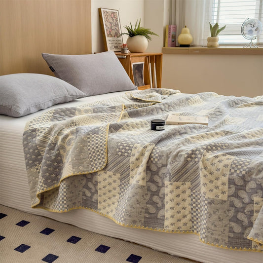 Vintage Paris Style Gray Cotton 3 Layer Gauze Quilt LD17