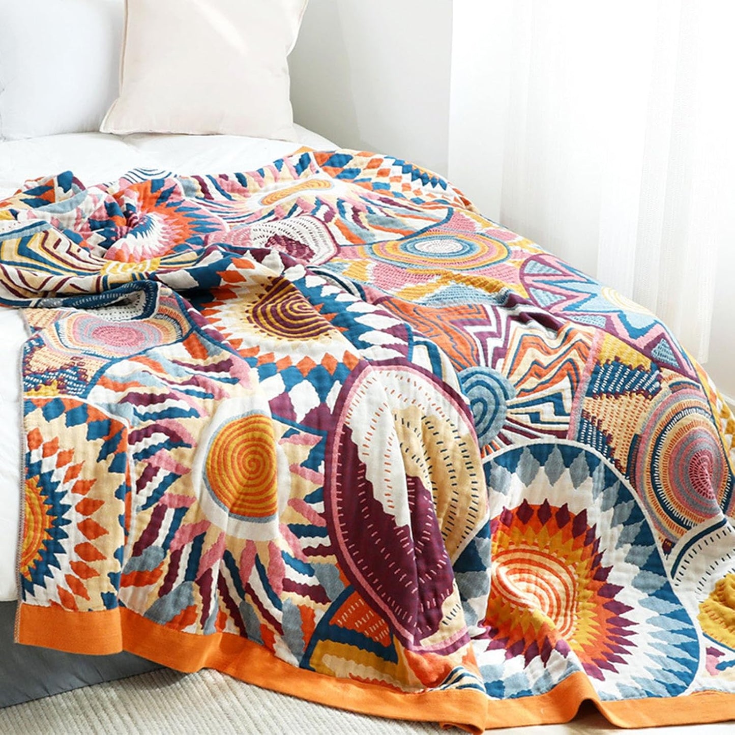 Bohemian Geometric Sun Cotton Woven Blanket Sofa Towel EM22