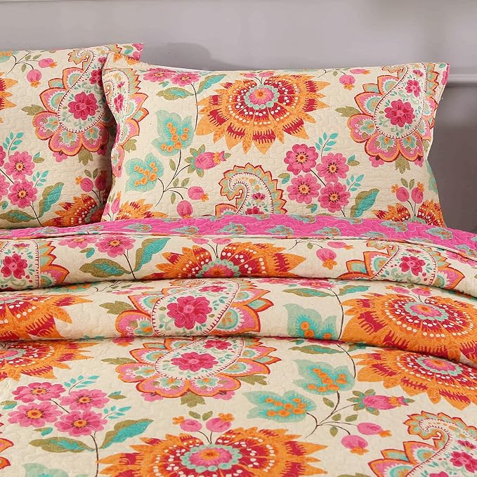 Boho Paisley Floral Cotton Handmade Quilt Set EM15