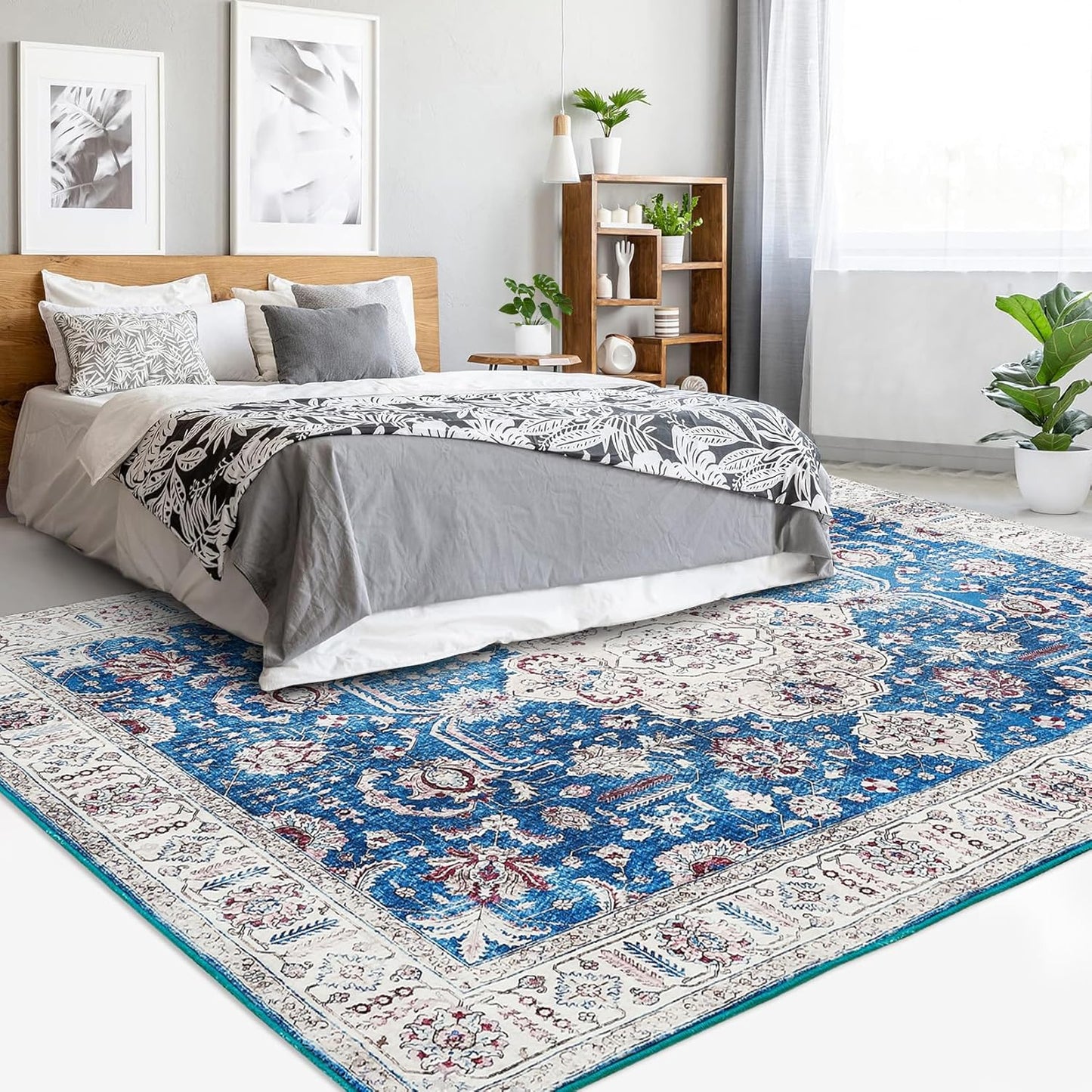 Vintage Oriental Blue Persian Area Rug LD4