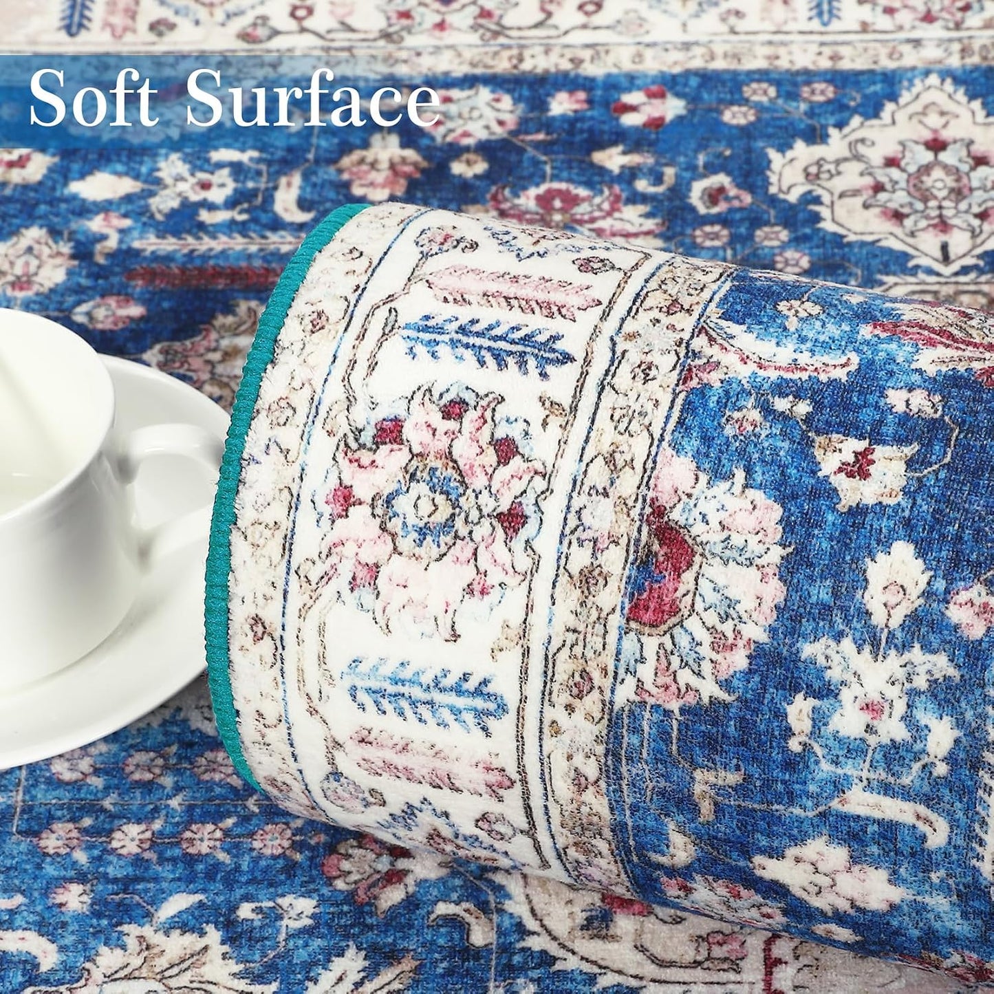 Vintage Oriental Blue Persian Area Rug LD4