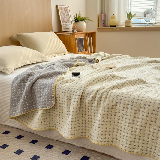 Vintage Star Joy Milk White Cotton 3 Layer Gauze Quilt LD16