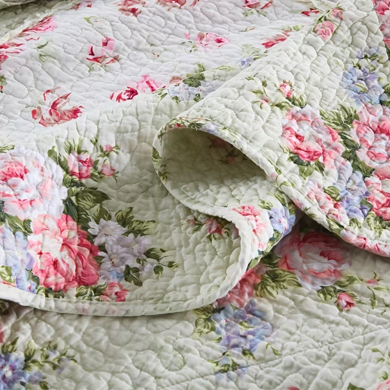 Vintage Floral Cotton Handmade Quilt Set EM16