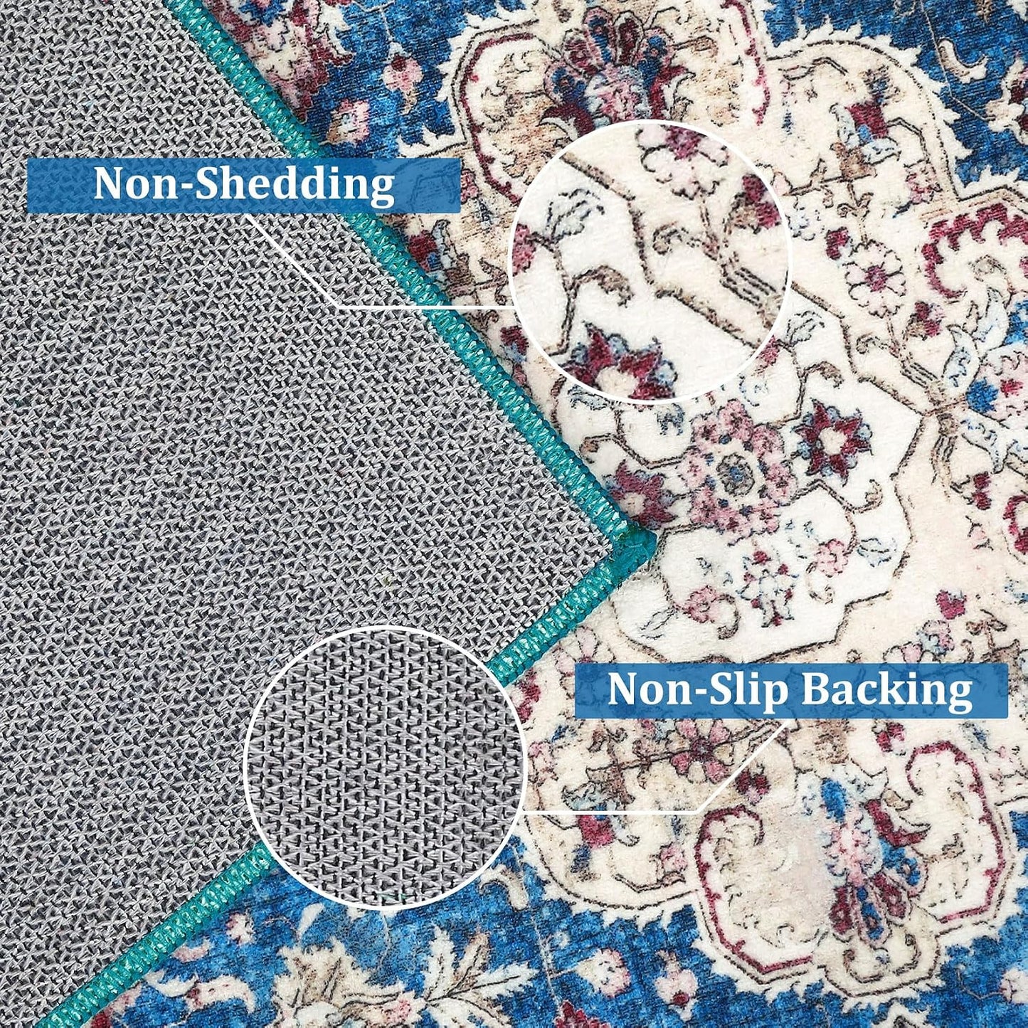 Vintage Oriental Blue Persian Area Rug LD4
