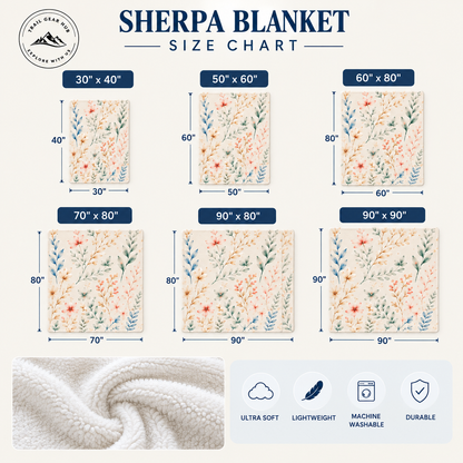 Cute Black & White Cat Floral Sherpa Blanket TG13