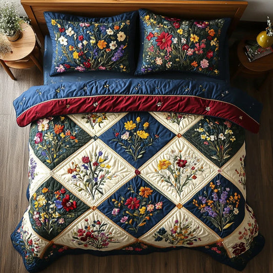 Blooming Beauty Quilted Duvet Cover Set LD01