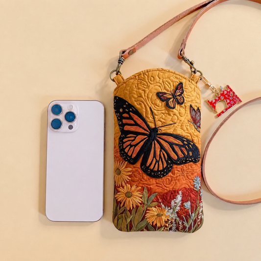 Cottagecore Butterfly Quilted Slim Phone Crossbody Bag LD01