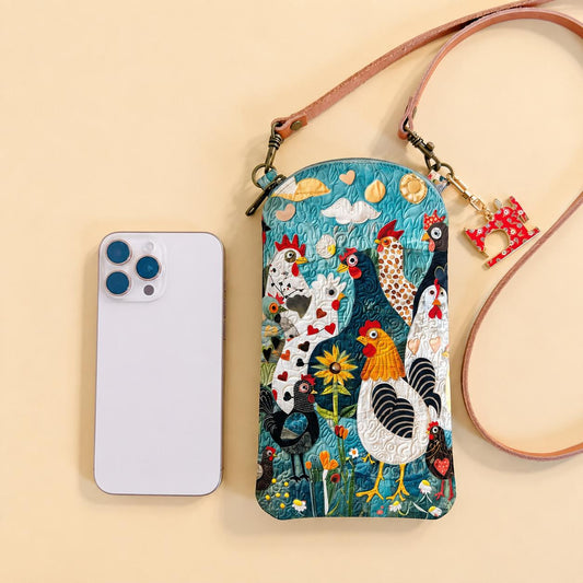 Fabric Chicken Quilted Slim Phone Crossbody Bag LD03