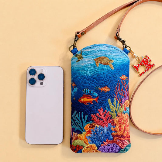 Ocean Wonders Quilted Slim Phone Crossbody Bag LD10