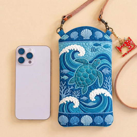 The Coastal Turtle Quilted Slim Phone Crossbody Bag LD12