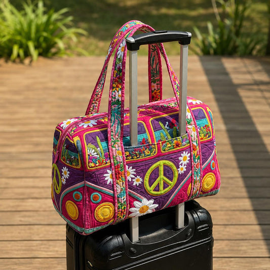 Flower Rainbow Quilted Travel Bag with Trolley Sleeve LD05