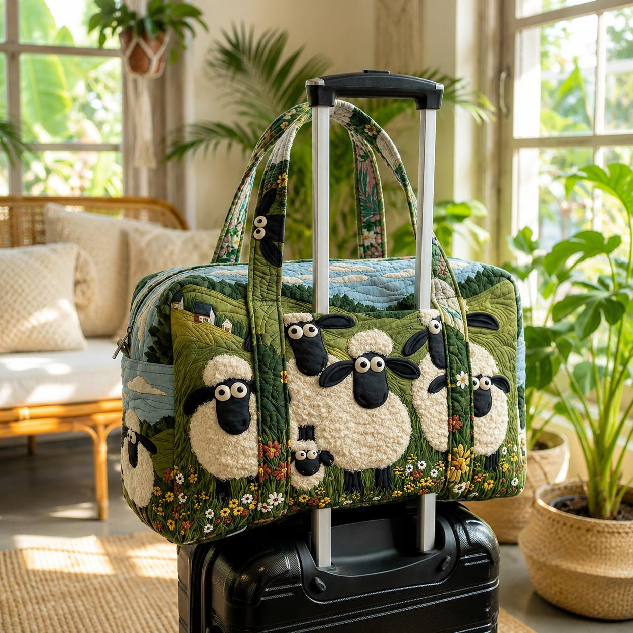 Cute Sheep Quilted Travel Bag with Trolley Sleeve LD12
