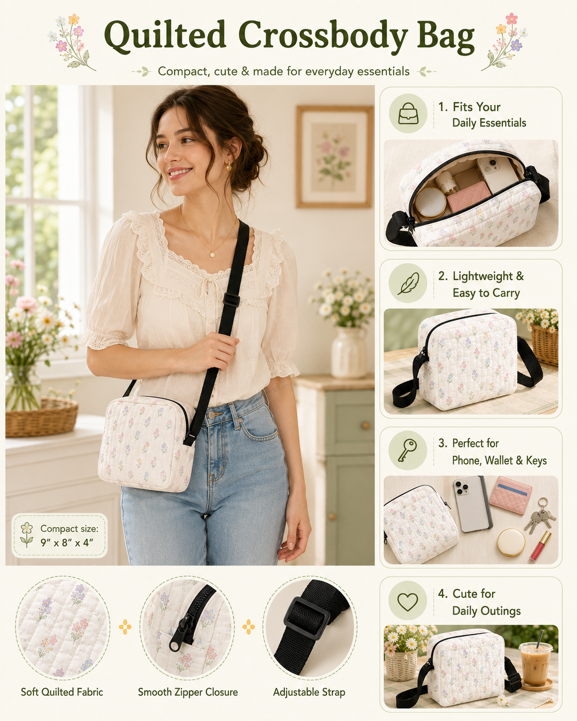 Hippie Van Quilted Crossbody Bag TP01