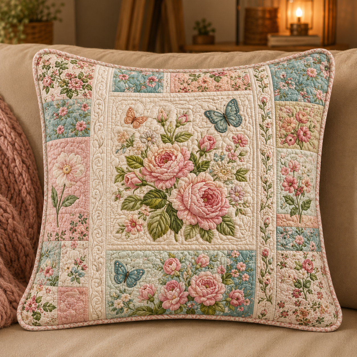 Blossom Field Charm Quilted Pillow Cover QV11