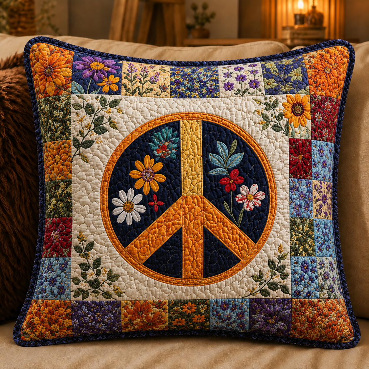 Circle Calm Quilted Pillow Cover QV12
