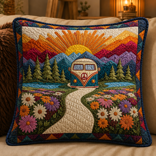 Rainbow Ride Quilted Pillow Cover QV13
