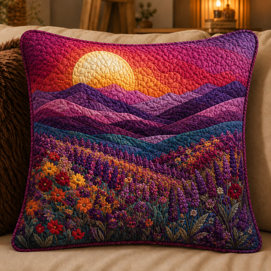 Bohemian Landscape Quilted Pillow Cover QV17