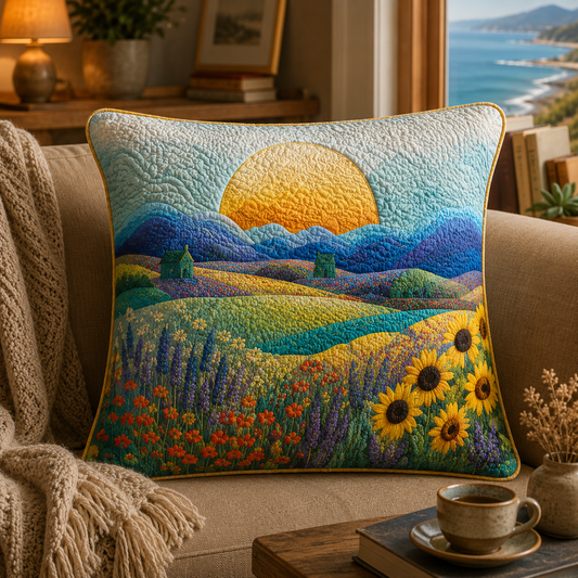 Scenic Landscape Quilted Pillow Cover QV22