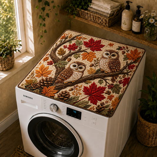 Autumn Leaves Owl Quilted Washing Machine Cover QV04QLTWMC