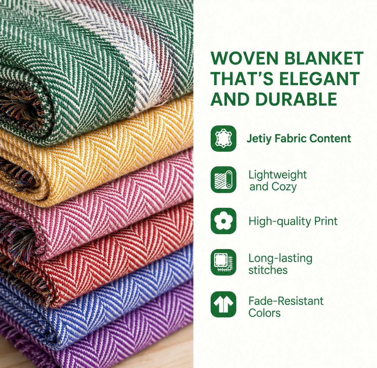 Green Botanical Woven Throw Blankets TN02
