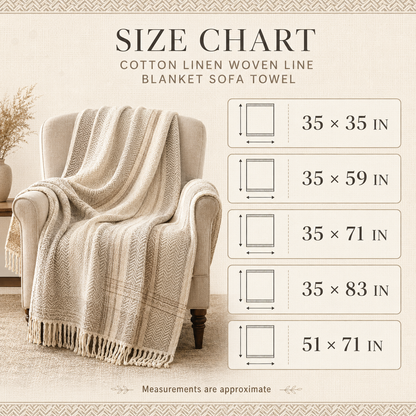 Bohemian Southwestern Cotton Linen Woven Line Blanket Sofa Towel EM4